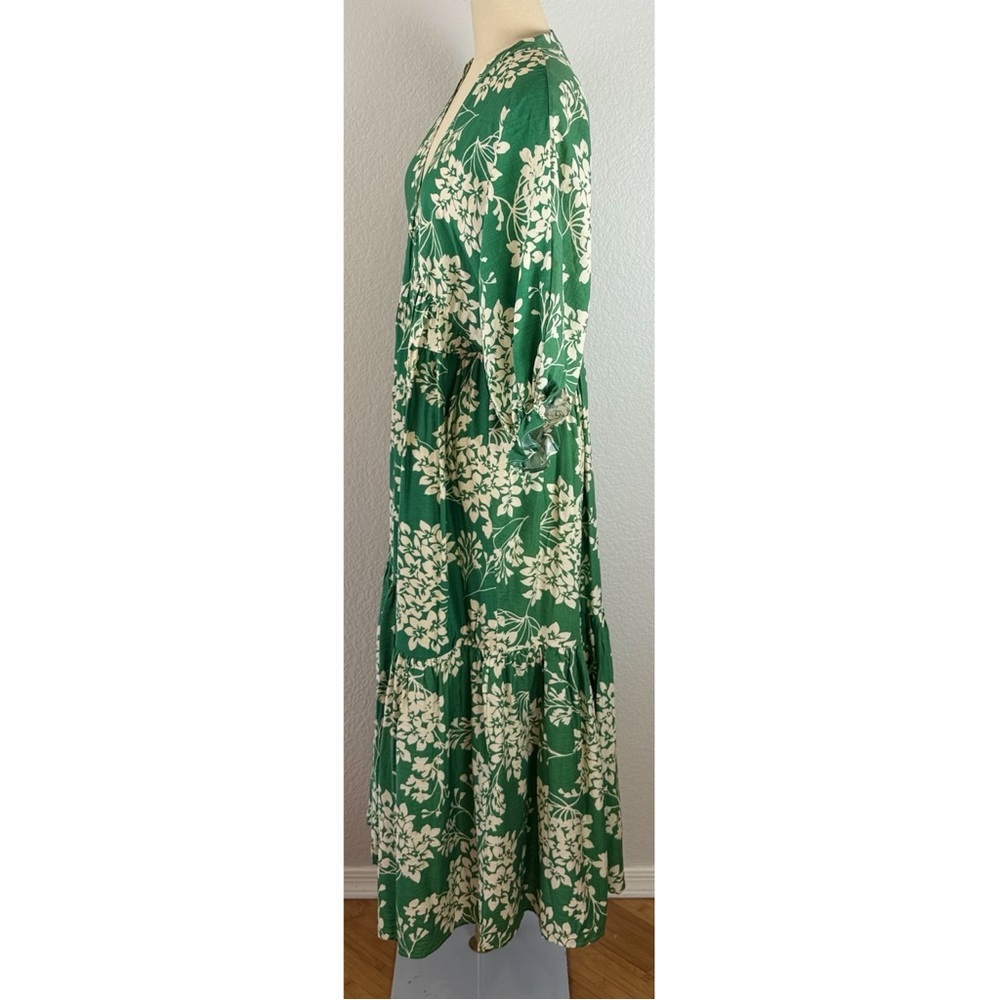 Dress Day Green Floral Maxi Dress with Cream Botanical Print Large - Picture 2 of 10